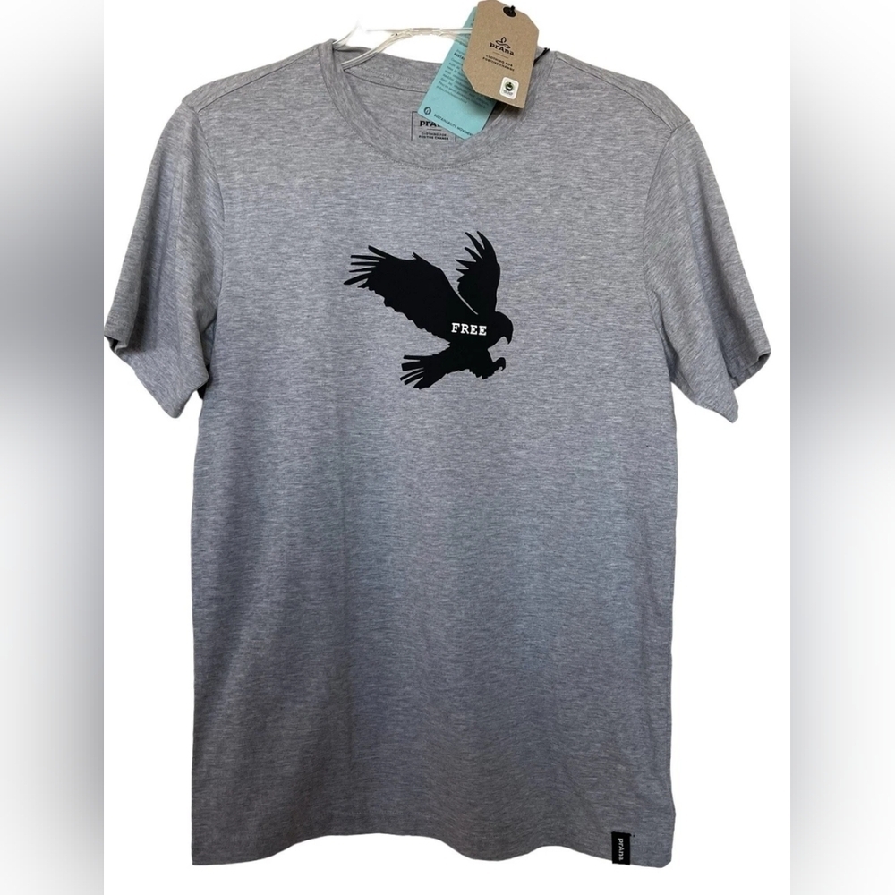 Prana Shirt Men's Size Small S Journeyman Grey Free Bird Short Sleeve Tee NWT